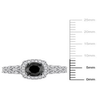 קראט T.W. יהלום שחור ולבן 10KT זהב לבן פיליגרן טבעת האירוסין
