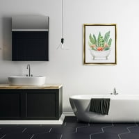 סטופל תעשיות טרופי פלמינגו אמבטיה צמחים גרפי אמנות מתכתי זהב צף ממוסגר בד הדפסת קיר אמנות, עיצוב על ידי