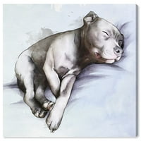 מסלול שדרת חיות קיר אמנות בד הדפסי 'שינה פיטבול' כלבים וגורים-אפור, כחול