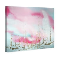 סטודיו ווינווד מופשט קיר אמנות בד מדפיס צבעי מים 'עננים יפים' - ורוד, זהב