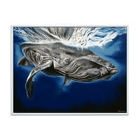 אמנות עיצוב 'דיוקן מקרוב של לווייתן גבן' הדפס אמנות קיר בד ממוסגר ימי וחוף