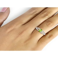 תכשיטים תכשיטנים טבעת פרידוט תכשיטים אבן לידה - 0. קראט פרידוט 0. תכשיטי טבעת כסף סטרלינג עם מבטא יהלום