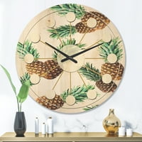 עיצוב 'אננס קיץ אושר רטרו V' שעון קיר עץ מודרני של אמצע המאה