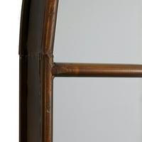 מראה קיר מתכת בסגנון חלון מסורתי עם גימור חום מלוטש, 34 וו 56 ח