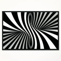 אמנות עיצוב 'ספירלה בשחור לבן' הדפס אמנות בד ממוסגר מופשט