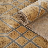 שטיח שטיח אזור מקורה של יהלום גיאומטרי מעולה, 2 '3', אפור גמל
