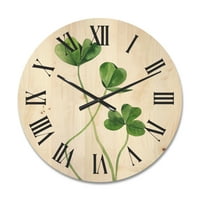 עיצוב שדה 'שדה ירוק פרטי צמח קלובר' שעון קיר עץ חווה