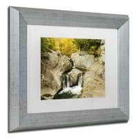 סימן מסחרי אמנות סתיו במפלים בד אמנות על ידי מייקל בלאנשט צילום לבן מט, כסף מסגרת