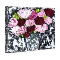 מסלול שדרת פרחוני ובוטני קיר אמנות בד הדפסי 'פריז לברוח על ידי קלייר זורע' פרחים-ורוד, שחור