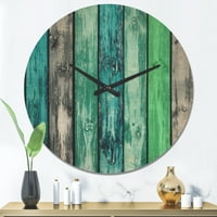 מעצב את שעון קיר העץ של עץ חווה 'ירוק וכחול' בצבע כחול '