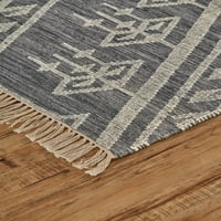 בריי בוהמי גיאומטרי שטוח שטיח, מאובק כחול שנהב, 2 רגל 3 רגל מבטא שטיח