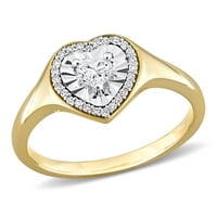 Miabella's Carat's Carat חתך לב T.W. יהלום 14KT טבעת אירוסין של חותמת הילה צהובה ולבן
