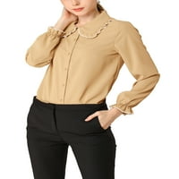 מציאות ייחודיות לנשים פיטר פן צווארון פרוע חולצה שרוול ארוך