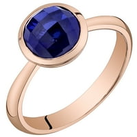 אורבו 2. טבעת סוליטייר ספיר כחולה בצורת סי. טי. נוצרה בזהב ורוד 14 קראט