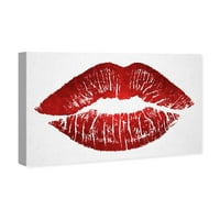 מסלול שדרת אופנה גלאם קיר אמנות בד הדפסי 'מוצק נשיקת ליידי אדום' שפות-אדום, לבן