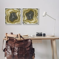 סטופל מופשט זהב & אפור אגת טבע מופשט צילום לבן ממוסגר אמנות הדפסת קיר אמנות, סט של 2