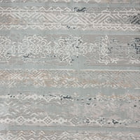 בית מרתה בריאן אפור כחול מודרני פסים פוליאסטר אזור שטיח, 7'10 9'10