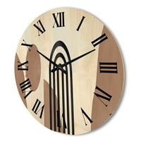 עיצוב 'צורות מופשטות בצורות שנהב וצורות טרקוטה II' שעון קיר עץ מודרני