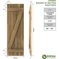 עבודת טחנה של EKENA 1 2 W 72 H Amerraft Five Board חיצוני חיצוני עץ אמיתי הצטרף לתריסי לוח- N-Batten W