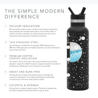 בקבוק מים מעלה מודרני פשוט עוז עם מכסה קש - בקבוק כוס הידרו נירוסטה - בקש כוס - קיר כפול מבודד מתכת קטנה