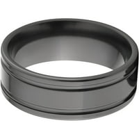 טבעת זירקוניום שחורה שטוחה עם שני חריצים וגימור מלוטש