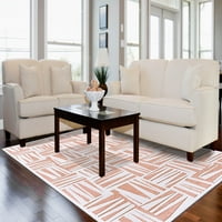 שטיח סוהו ליירה מינימלי לבן שטיח, ורוד סומק לבן, 5ft-3in 7ft-6in