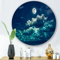 עיצוב 'ליל ירח מלא בשמיים מעוננים II' ימי וחוף מעגל קיר מתכת אמנות - דיסק של 23