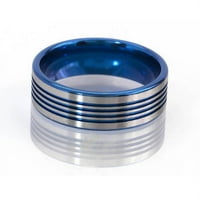 טבעת טיטניום שטוחה עם חריצים אנודייז בכחול