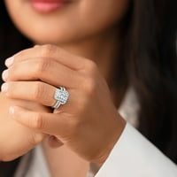 CT Moissanite Halo טבעת טבעת חתונה להקת כלות בכסף סטרלינג