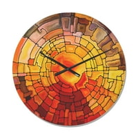 שעון קיר עץ מודרני של עיצוב 'החזרת ויטראז' אדום וצהוב '