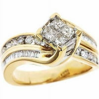 אריסטה 1. CT Baguette ו- Princess Diamonds טבעת אירוסין של נשים בזהב צהוב 10k