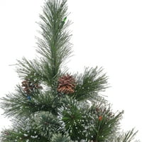 בית נובל 7. רגל מלאכותי קשמיר אורן ומעורב מחטי עץ חג המולד עם מושלג סניפים אצטרובלים, ירוק בשלל צבעים