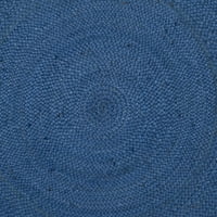 שטיח שטיח יוטה קלוע של סיבים טבעיים, Royal Blue Natural, 4 '4' סיבוב