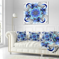 עיצוב פרח פרקטלי כחול סימטרי - כרית זריקה מופשטת - 18x18