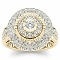1CT TW Diamond 10K טבעת אירוסין אשכול זהב צהוב