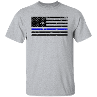 משטרת אמריקה גרפית תומכת בקו דק כחול דגל אמריקאי חולצת טריקו לגברים