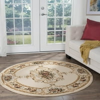 שטיח מסורתי שטיחים בז 'פרחוני, עגול מקורה אדום קל לניקוי