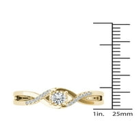 קראט T.W. טבעת אירוסין זהב צהוב של יהלום קריס-קרוס.