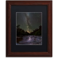 סימן מסחרי אמנות נהר עובר דרך בד אמנות על ידי מייקל בלאנשט צילום שחור מט, עץ מסגרת
