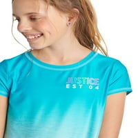 חולצות טריקו גרפיות סינתטיות עם שרוול קצר של בנות צדק, מארז 2, מידות