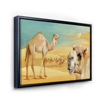 עיצוב ארט 'גמלים במדבר פראי II' בית חווה ממוסגר בדק קיר אמנות הדפס